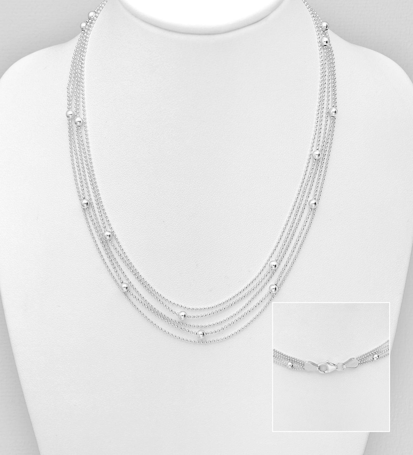 925 Sterling Silver Layered with Ball Beads