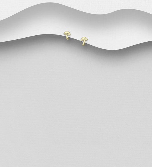 925 Sterling Silver Mushroom Push-Back Earrings