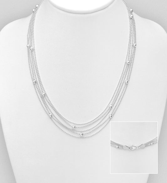 925 Sterling Silver Layered with Ball Beads