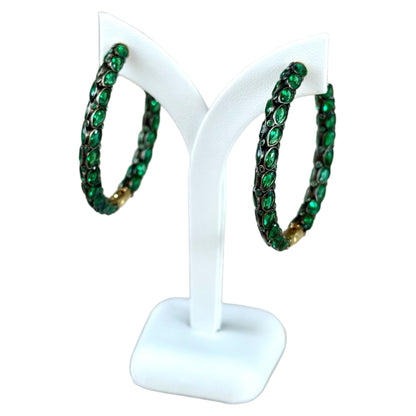 925 Earrings Hoops with Natural Stones