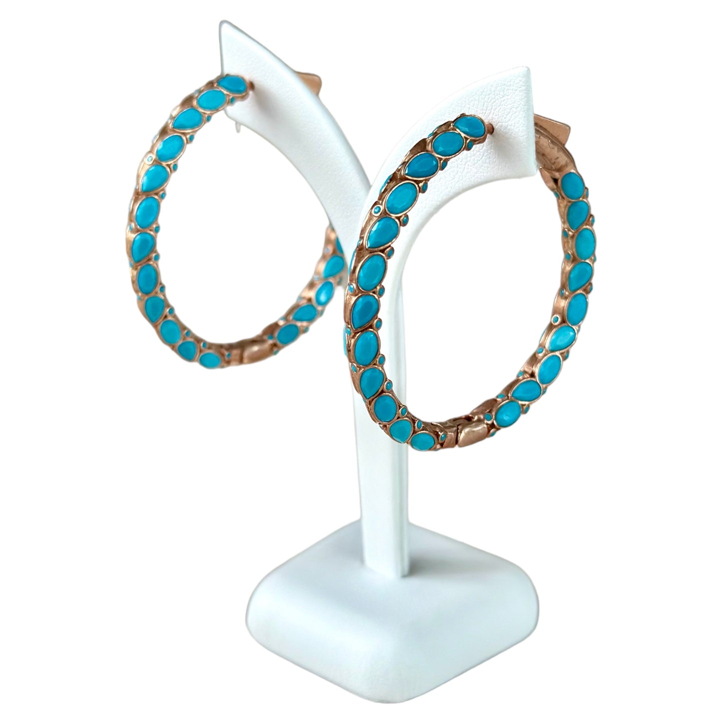 925 Earrings Hoops with Natural Stones
