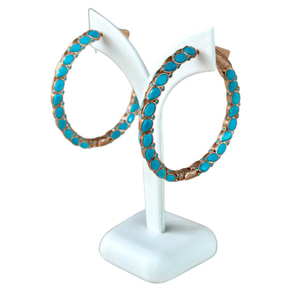 925 Earrings Hoops with Natural Stones