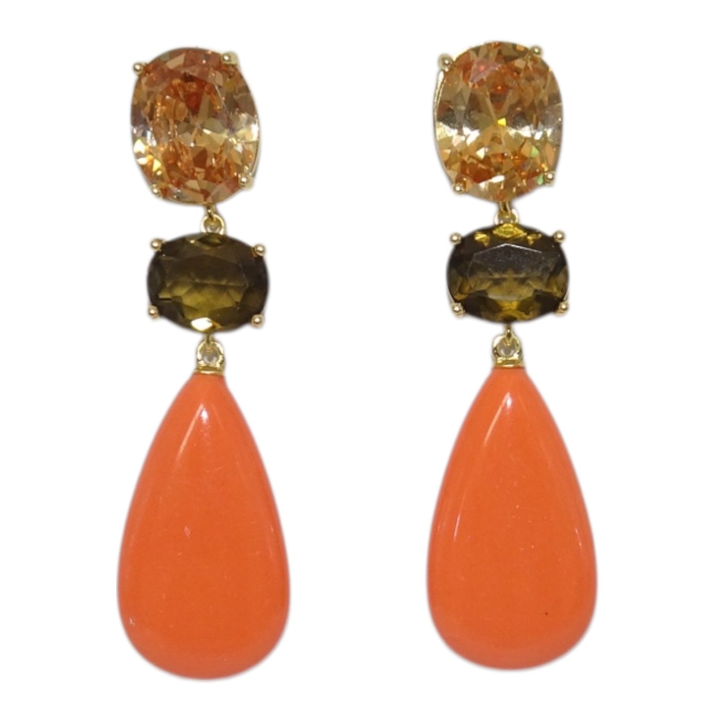Coral Stone Silver 925 Earrings