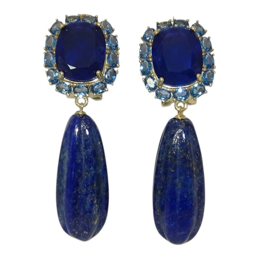 Lapis lazuli Stone Silver 925 Earrings