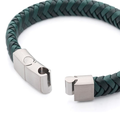 Two Tone Green Braided Genuine Leather Bracelet