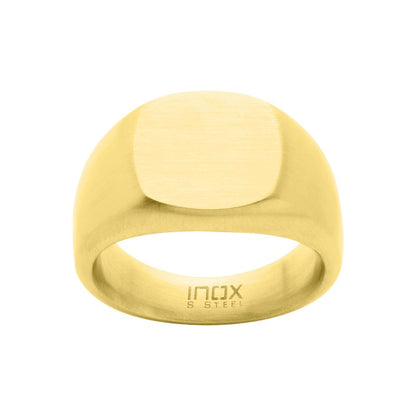 18Kt Gold IP Steel Signet Ring