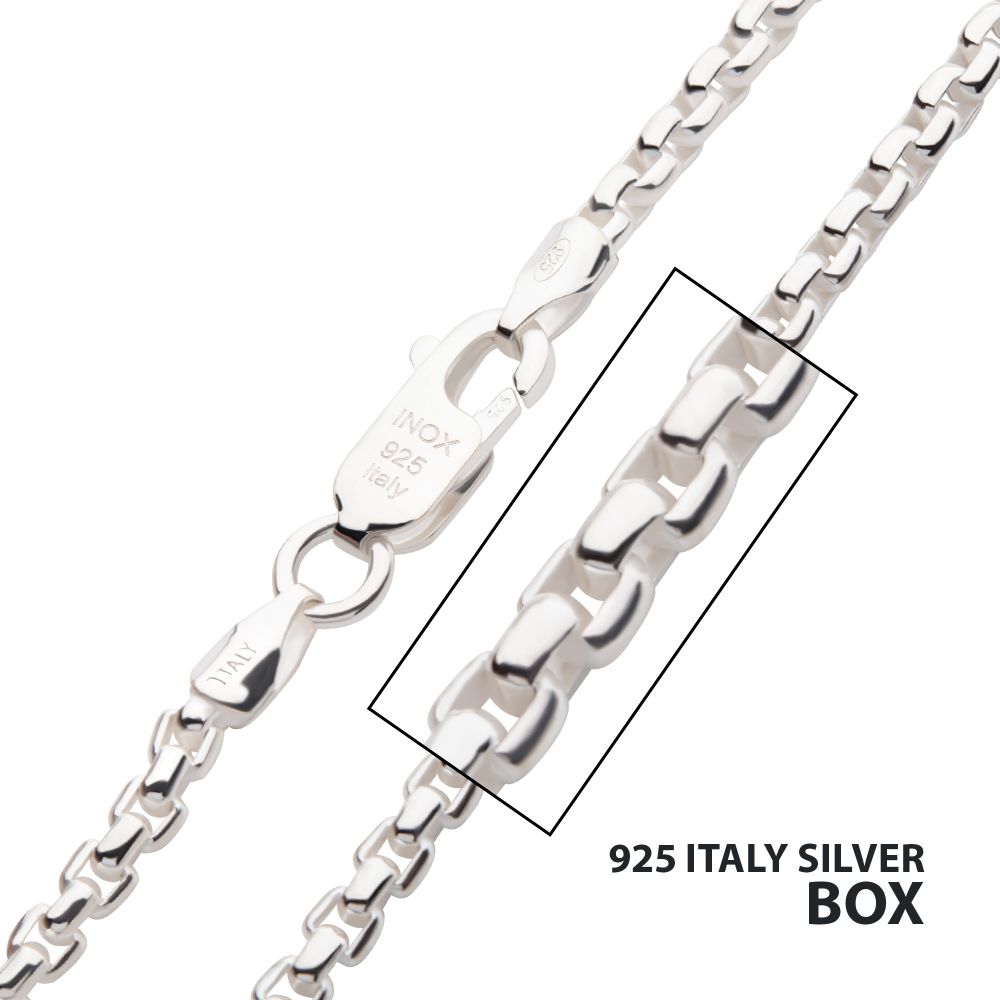 925 Italy Silver Polished Finish Box Chain Necklace